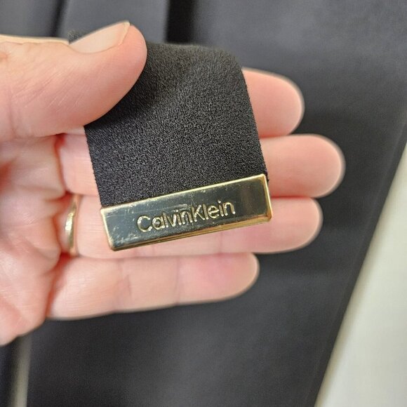 CALVIN KLEIN Black Pull On Pants Straight Leg Elastic Waist Faux Tie SZ XS - Picture 7 of 12